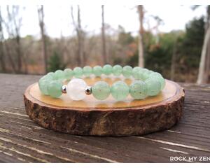 White Jade and Green Aventurine Bracelet by Rock My Zen